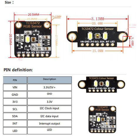 2 Stuks TCS230 TCS3200 Kleurensensor – RGB-kleurherkenning – Voor Arduino En Microcontroller – 3-5V – 10 Mm Detectieafstand