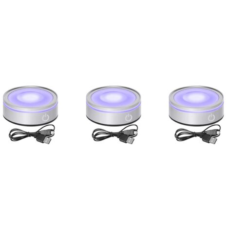 Three Led Base Light 3X LED Light Base with Display Colorful Round Touch Sensitive Stand for ...