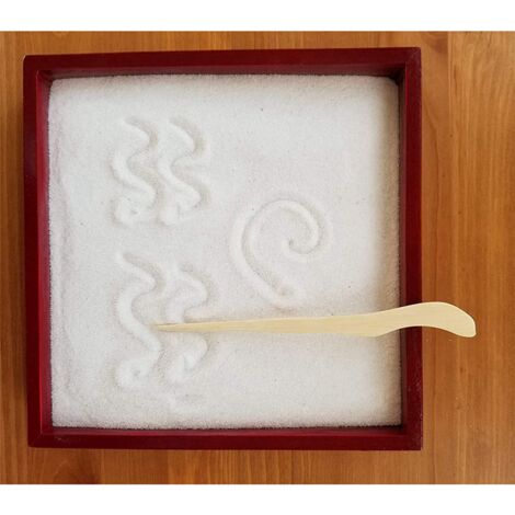 12X Mini Japanese Garden Rake Bamboo Tool Set, Wooden Tray Sand Therapy Toy Kit for Meditation Spiritual Peace