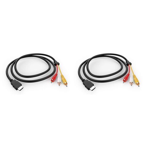 Av Adapter Wire 2X Cable To , 1080P 5Ft/-Compatible Male 3-Video Audio AV Connector ...