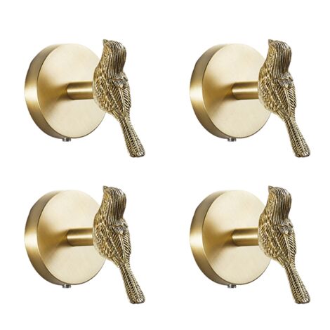 4X Brass Gold Animal Hook Coat Hook Back Door Kitchen Bathroom Towel Hooks (Bird)