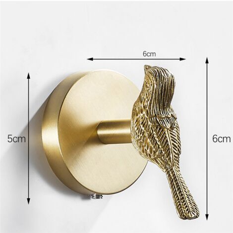 4X Brass Gold Animal Hook Coat Hook Back Door Kitchen Bathroom Towel Hooks (Bird)