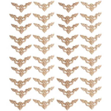 Applique Murale En Bois Horizontale 40 X 8 Cm - Décoration Classique Sculptée - Non Peinte