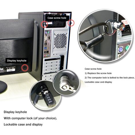 Interlock Computer Desktop Computer Lock Computer Case Lock Anti-theft Lock for Internet ...