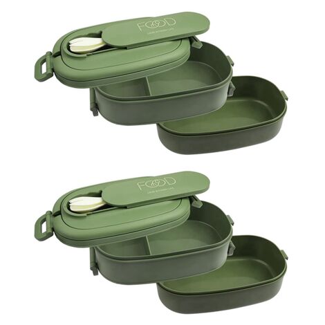 2X Lunch Box, Leakproof Bento Box for Kids Adults, Bento Box Cutlery