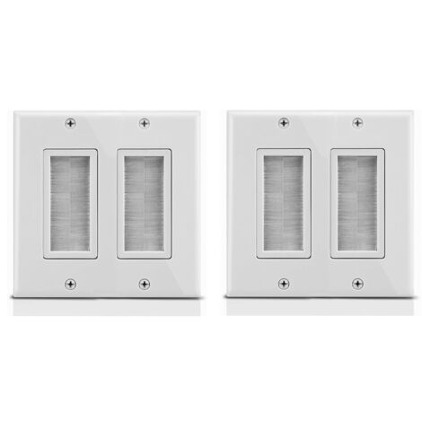 thumbnail image 2 of The Wires Zone White Double-Gang Low Voltage Cable Pass Through Wall Face Plate 2 of 5