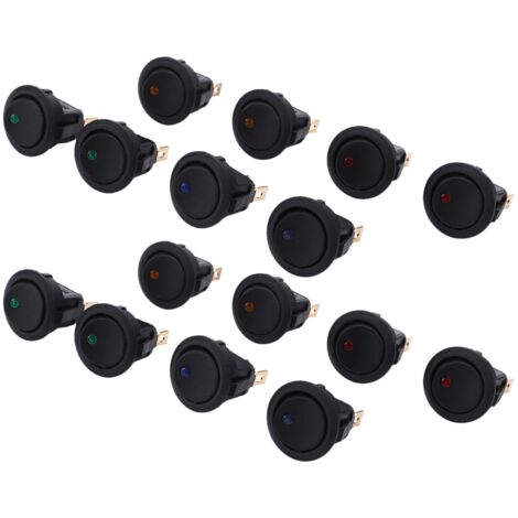 5-Pack 12V 16A LED Rocker Toggle Switches – SPST On/Off With Blue LED Light (M1)