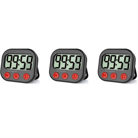 Timer 3 Display 3X Kitchen Timer, Digital Visual, Magnetic Clock, Stopwatch, Countdown ...