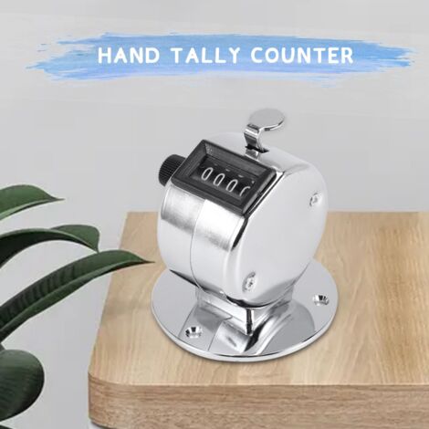 Round Base 4 Digit Manual Hand Tally Mechanical Palm Click Counter