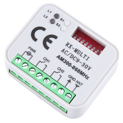 Universal Receiver RX Multi-Frequency 300-868 MHz 2CH 12V 24V Relay Module Garage Door Remote Control 433.92 868