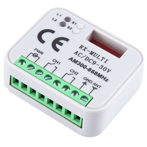 Universal Receiver RX Multi-Frequency 300-868 MHz 2CH 12V 24V Relay Module Garage Door Remote Control 433.92 868