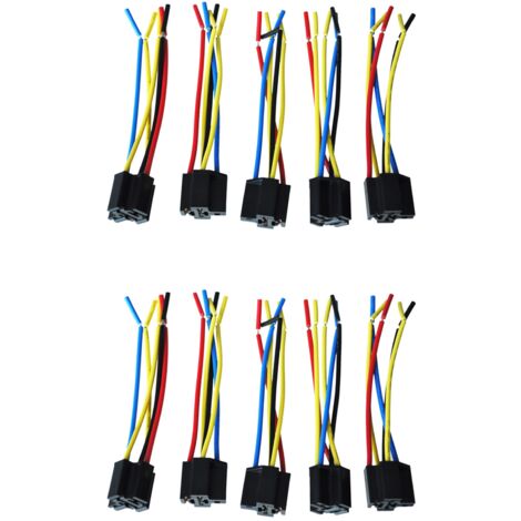 10 Pcs 5 Pin Wire Cable Relay Socket Harness Connector DC 12V for Car Auto