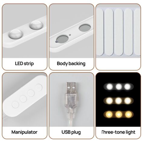 LED Vanity Lights for Mirror, Makeup Vanity, 20x3 LEDs USB 5V 3 Color
