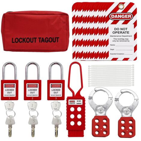 Lockout Tagout Kit, Nylon Ties, Safety Padlocks with Number,Group Hasps ...