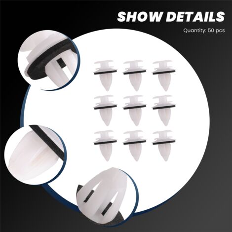 Woodzdon 100-Pack Door Panel Clips For BMW E34 E36 E38 E39 E46 X5 M3 M5 Z3 – With Seal Ring, White Nylon, 14mm Head