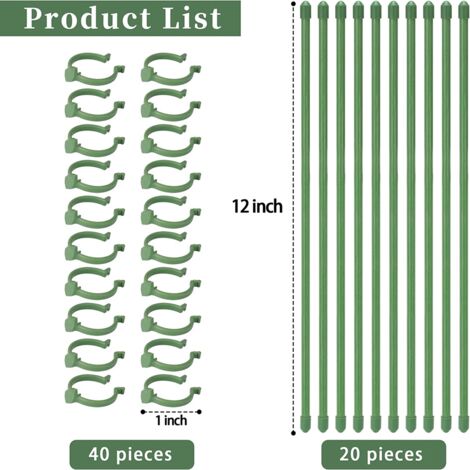 20 Pack Plant Support Stakes Adjustable Garden Single Stem Floral ...
