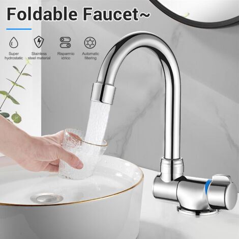Foldable Kitchen Faucet 360 Dgree Rotation Sink Water Tap Single Handle Cold & Hot Mixer Copper for RV Boat
