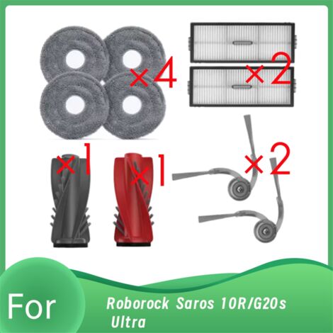 DrRobor Accessori di Ricambio per Roborock Saros 10R / Qrevo CurvX/Qrevo Curv 2 Pro Aspirapolvere, 2 Spazzole Principali, 6 Spazzole Laterali, 6 Panni Mop, 6 Sacchetti, 4 Filtri HEPA
