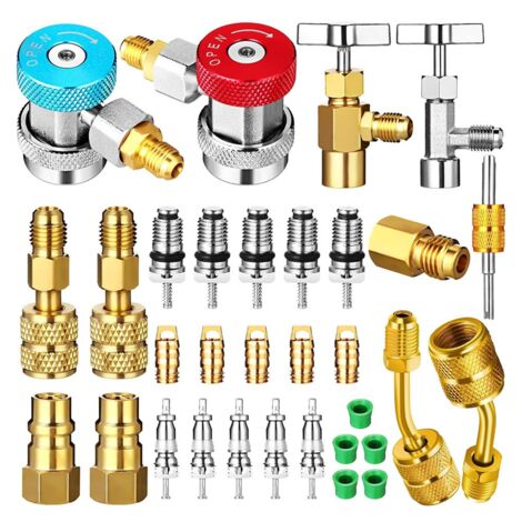 2-Piece A/C Quick Coupler Adapter Kit – High & Low Side For R-134A Manifold Gauges