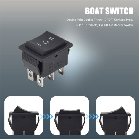 6-Terminals 3 Position ON/OFF/ON DPDT Boat Rocker Switch 16A 250VAC 20A ...