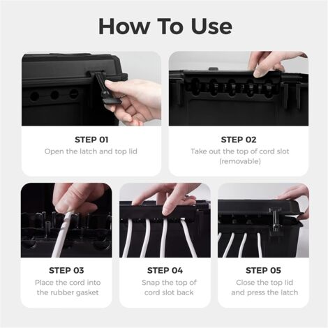 Outdoor Weatherproof Connection Box, Ip54 Water-Resistant Extension Cord Electrical Box to Protect Black