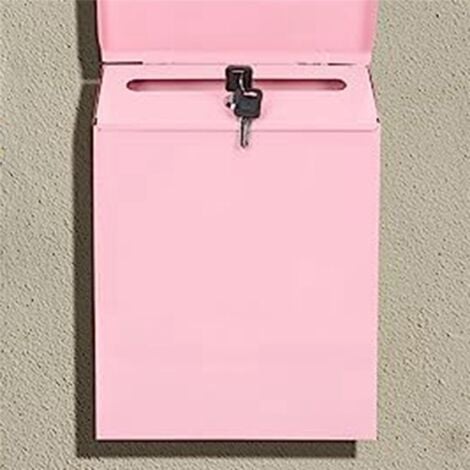 Wall-Mounted Mailbox Lockable Wall Collection Box Farmhouse with Key Suitable for Home Office Pink