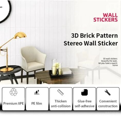20Pcs 3D Wall Stickers Brick Self Adhesive Wallpaper Panels Home Decor Sticker,35x35cm,C