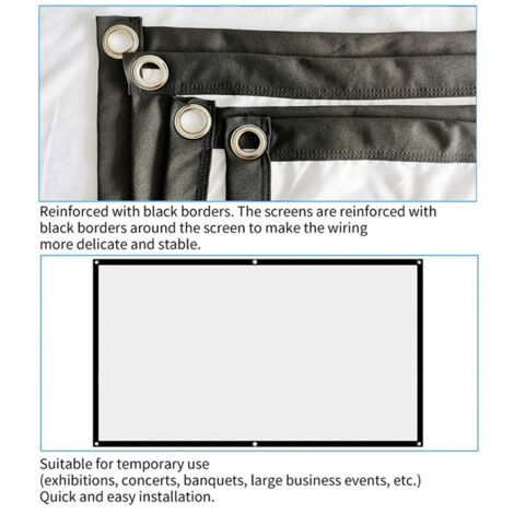 Home Projector Screen Creases Portable Projector Screen for Home Theater Outdoor HD White Foldable ...