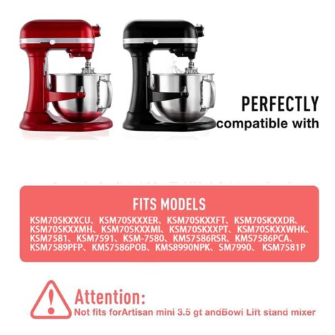 7QT Stainless Steel Mixer Bowl for Tilt-Head Mixers KSM70SKXXV8 KSM70SKXXCA KSM70SKXXBK with Handle