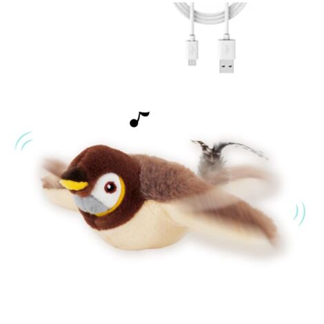 Interactive Chirping Bird Cat Toy Flapping Wings, Simulated Electric