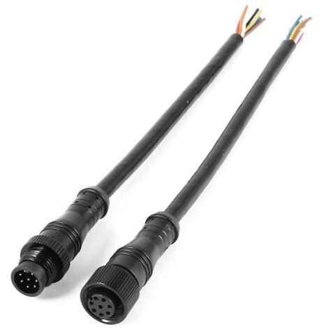 8 Pin M/F Plug Waterproof Connector Cable Black