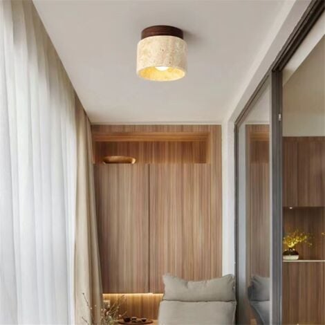 Japanese Style Wabi-Sabi Wooden Ceiling Lamp E27 Three Color Dimming for Kitchen Hallway Living Room A