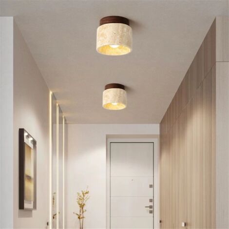 Japanese Style Wabi-Sabi Wooden Ceiling Lamp E27 Three Color Dimming for Kitchen Hallway Living Room A