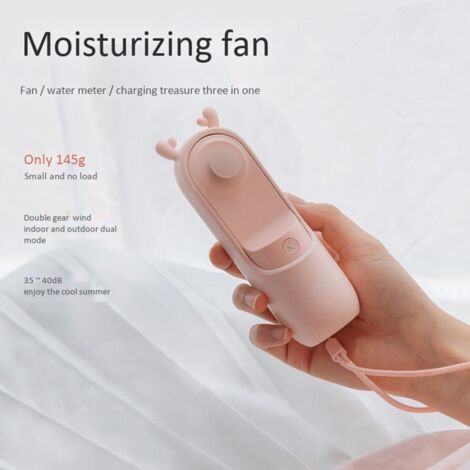 Mini Fan Spray Moisturizing Face Cooling Air Fan USB Charging Desktop Handheld Fan(Green Deer)