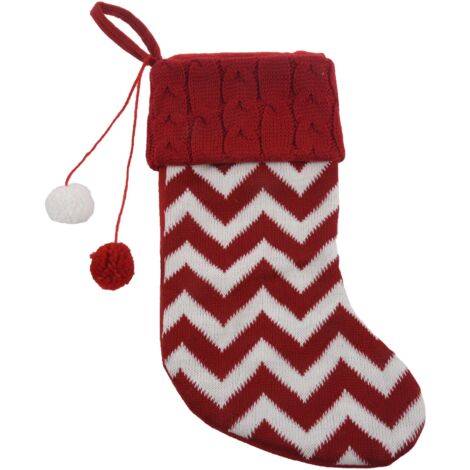 New Christmas Stockings Gift Bag Knitted Wool Socks Christmas Tree Ornaments New Year Kids Gift Xmas Candy Apple Large Bags Christmas Knitted Red and White Striped Socks