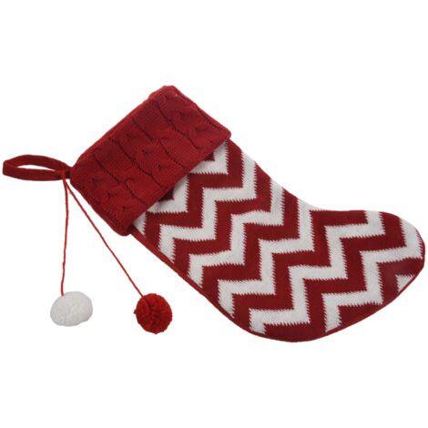 New Christmas Stockings Gift Bag Knitted Wool Socks Christmas Tree Ornaments New Year Kids Gift Xmas Candy Apple Large Bags Christmas Knitted Red and White Striped Socks