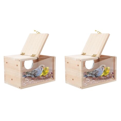 2X Parakeet Nesting Box Transparent Bird House for Cage Wood Breeding ... - Parrot Nesting Box Cage For Environmentally Friendly