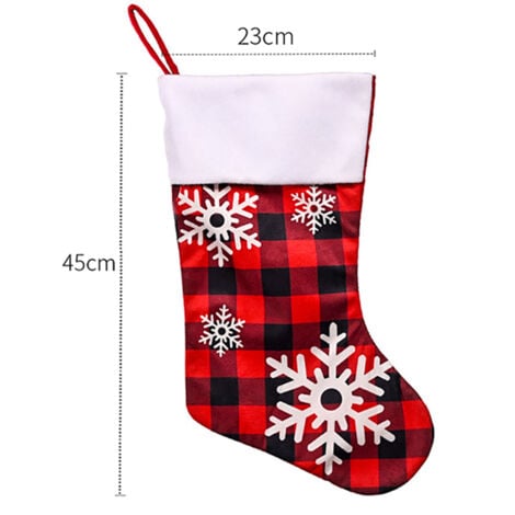 Christmas Stockings - Perfectly Plaid Rustic Stocking - Snowflake Design - Holiday Party Decor - 9" W x 18" L - 4 Pcs