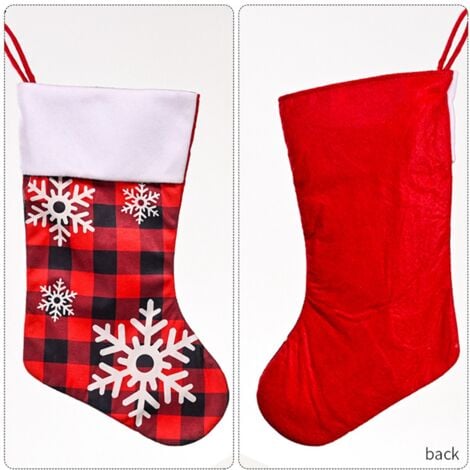Christmas Stockings - Perfectly Plaid Rustic Stocking - Snowflake Design - Holiday Party Decor - 9" W x 18" L - 4 Pcs