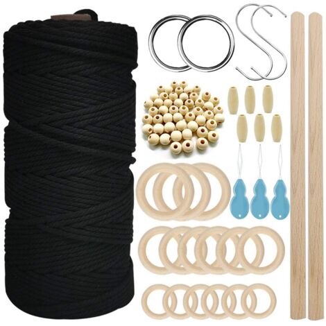 Macrame Rods Macrame Cotton Cord 3mm with Macrame Beads Wooden Wooden Rope Wooden ...