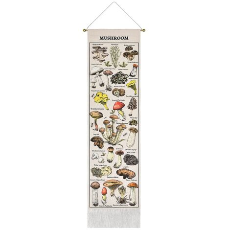 Mushroom Tapestry White Background Tapestry Vertical Tapestry Chart Tapestry Wall Hanging for Room(12.8 x 51.2 inches)