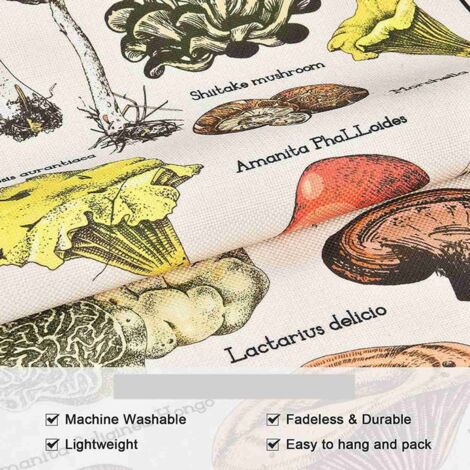 Mushroom Tapestry White Background Tapestry Vertical Tapestry Chart Tapestry Wall Hanging for Room(12.8 x 51.2 inches)
