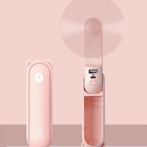 Bear folding small fan portable charging small student silent handheld cartoon small fan B