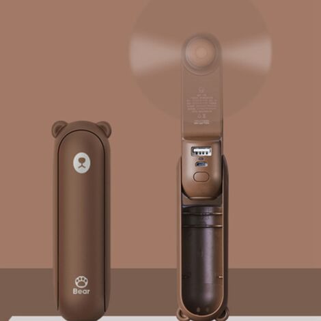 Bear folding small fan portable charging small student silent handheld cartoon small fan B