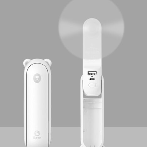 Bear folding small fan portable charging small student silent handheld cartoon small fan B