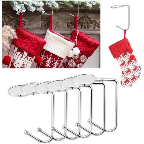 6 Pcs Christmas Stocking Holders Mantel Hooks Hanger Christmas Stocking Clips Safety Grip for Christmas Party Decoration