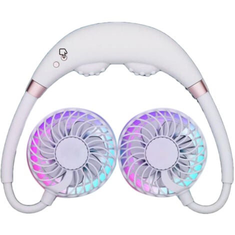 Sports Fan Massage Hanging Neck Fan Hands-Free USB Massage Electric LED Hanging Neck Lazy Fan Rechargeable Sport Fan