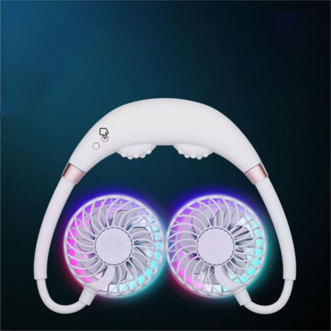 Sports Fan Massage Hanging Neck Fan Hands-Free USB Massage Electric LED Hanging Neck Lazy Fan Rechargeable Sport Fan