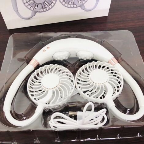 Sports Fan Massage Hanging Neck Fan Hands-Free USB Massage Electric LED Hanging Neck Lazy Fan Rechargeable Sport Fan