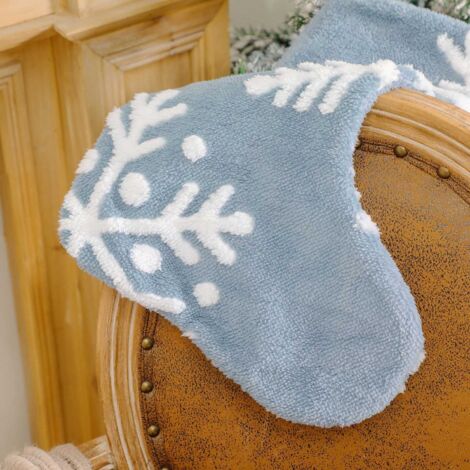 Christmas Stocking Snowflake Pattern Candy Sock Gift Bag Xmas Tree Hanging Decor Bag for Christmas Home Decoration